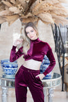 Andressa long sleeve twist front cropped - Burgundy